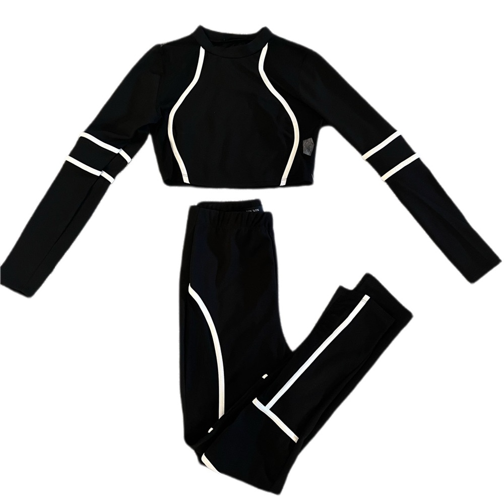 Black & White Crop Top Set